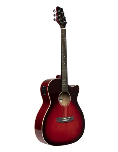 Cutaway acoustic-electric auditorium guitar, transparent red