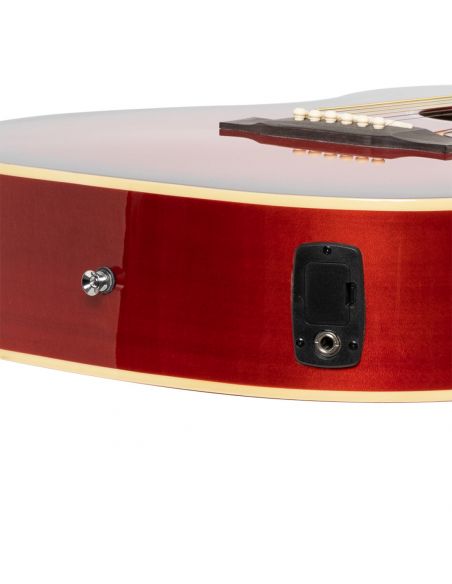 Cutaway acoustic-electric auditorium guitar, transparent red