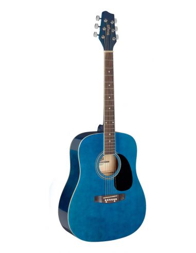 3/4 blue dreadnought acoustic guitar with basswood top