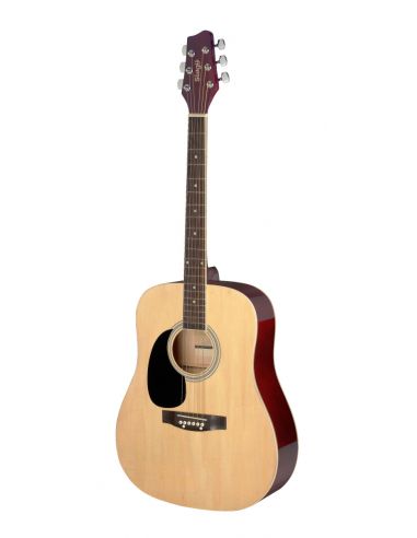3/4 natural dreadnought acoustic guitar with basswood top, left-handed model