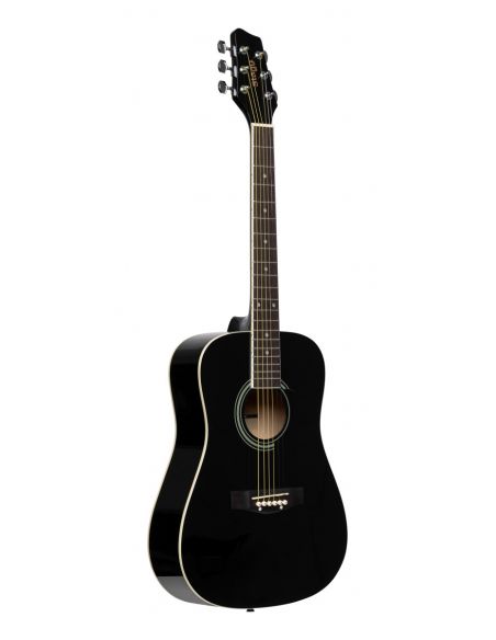 3/4 black dreadnought acoustic guitar with basswood top