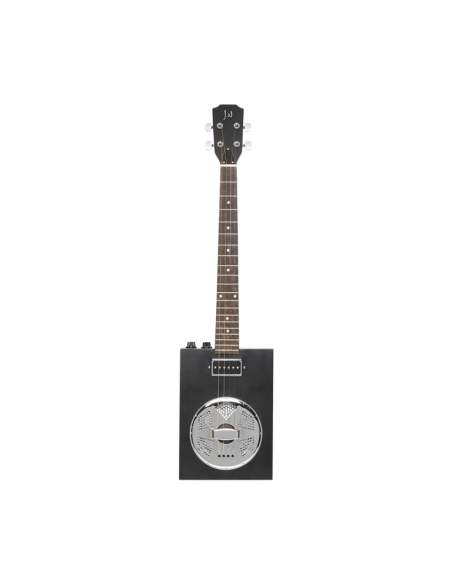 Acoustic-electric Cigar Box Guitar with 4 strings, resonator, sapele top, Cask series