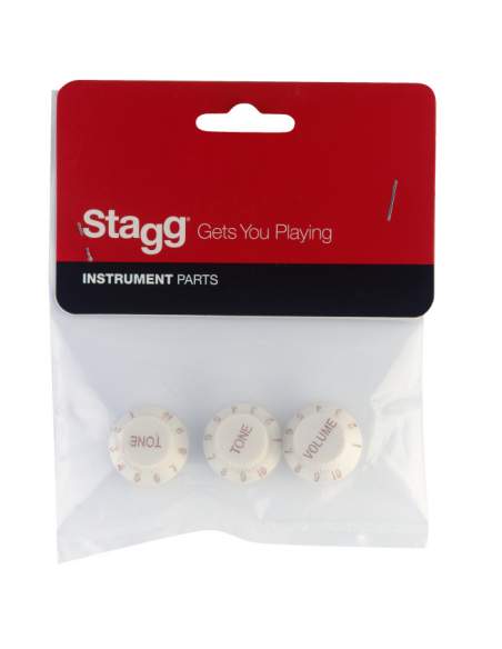 Volume and tone knobs (x 2) for S type electric guitar Stagg SP-KNST-WH