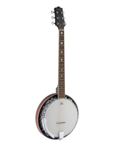 6-string Deluxe Bluegrass Banjo with metal pot, guitar headstock & tuning