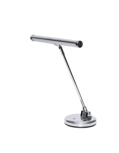 Chrome battery-powered or mains-operated LED piano or desk lamp