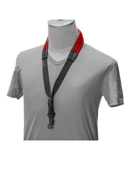 Fully-adjustable Easy saxophone strap with soft neck padding, red