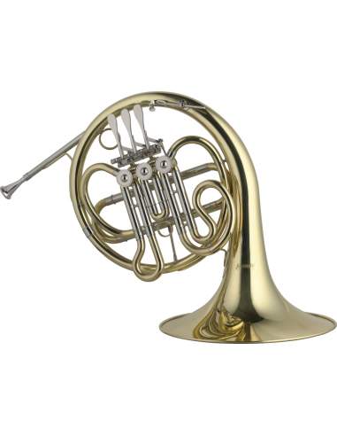 Bb Junior Horn, 3 rotary valves, leadpipe in gold brass