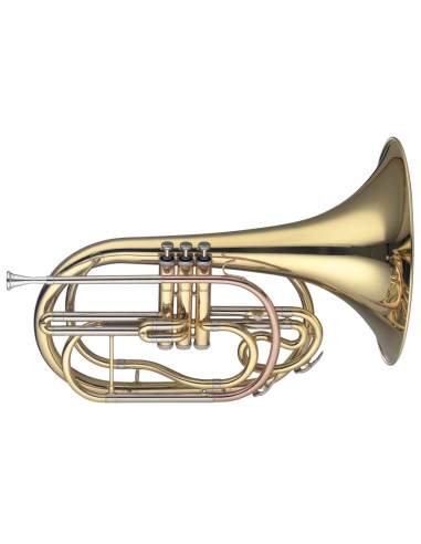 Bb Marching French Horn, 3 pistons in stainless steel