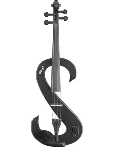 4/4 electric viola set with S-shaped black electric viola, soft case and headphones
