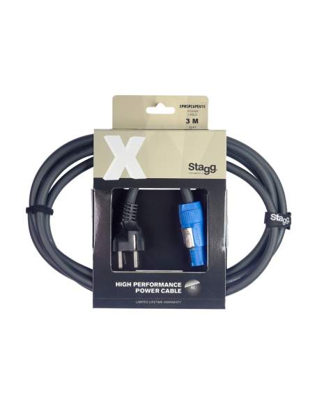 X series power cable, powerCON A/Schuko (m/m), 3 m (10')