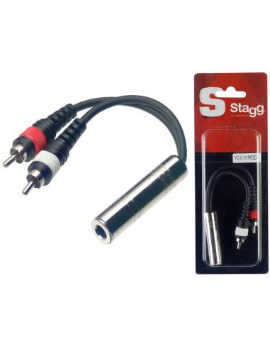 1xjack/2xRCA adaptor cable Stagg YC-0,1/1PF2CH