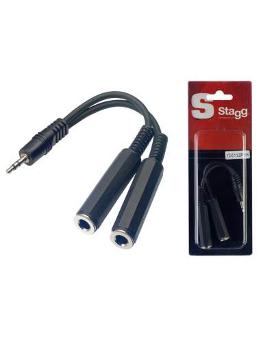 1 x m. stereo mini-jack/2 x f. stereo Jack perėjimas Stagg YC-0,1/1J2PFSH