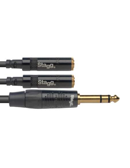 1 x stereo jack/2x stereo mini-jack (m/f) perėjimas Stagg NYA010/PS2MJSR, 10 cm