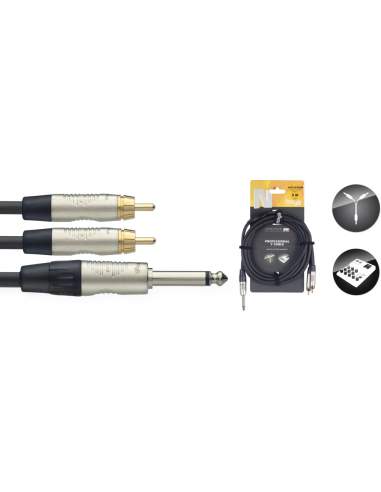 1 x m. mono Jack / 2 x m. RCA Stagg NYC3/P2CMR, 3 m