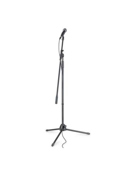 Performer set with cardioid dynamic microphone, boom stand, XLR/XLR cable, rubber clamp and bag