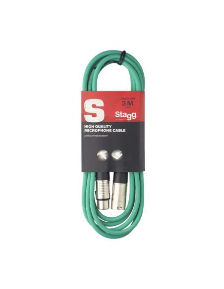 Audio kabelis Stagg SMC3 CGR, 3 m, žalias