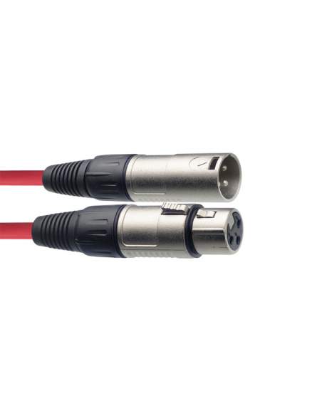 Microphone cable, XLR/XLR (m/f), 3 m (10'), red