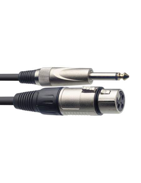 Microphone cable, XLR/jack (f/m), 3 m (10')