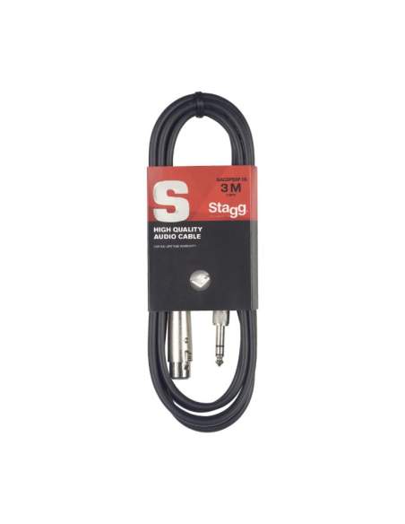 Audio cable, XLR/jack (f/m), 3 m (10')