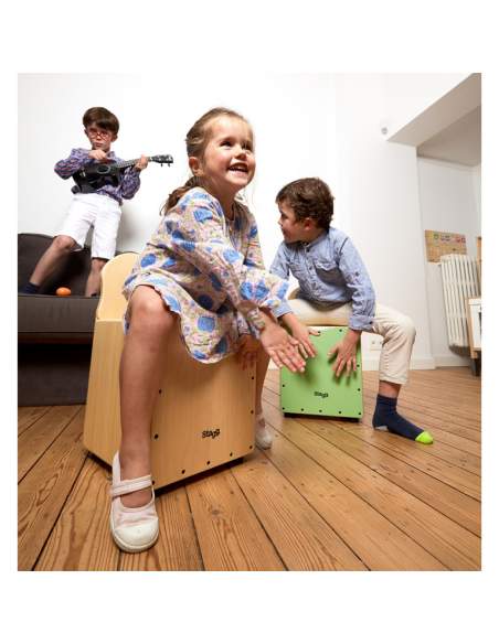 Basswood kid's cajón with EasyGo backrest, purple front board