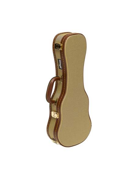 Vintage-style series gold tweed deluxe hardshell case for soprano ukulele