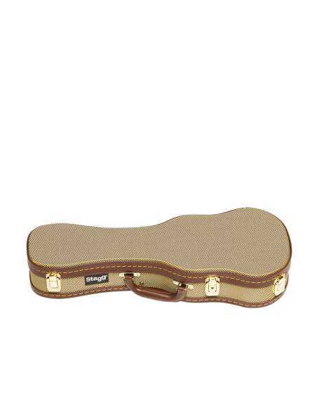 Vintage-style series gold tweed deluxe hardshell case for soprano ukulele