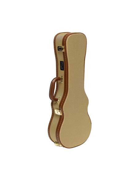 Vintage-style series gold tweed deluxe hardshell case for concert ukulele