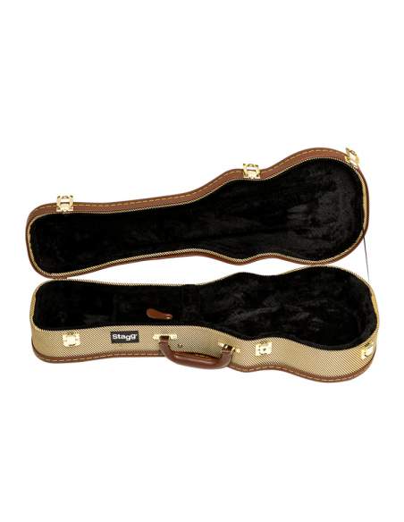 Vintage-style series gold tweed deluxe hardshell case for concert ukulele