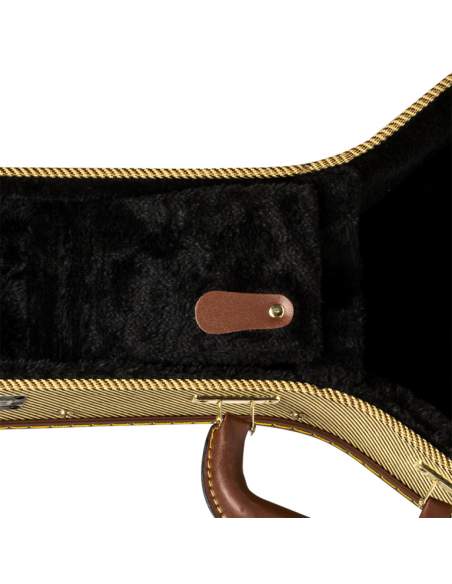 Vintage-style series gold tweed deluxe hardshell case for baritone ukulele