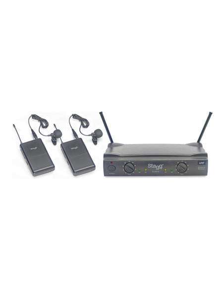 UHF true diversity 2-channel lapel microphone wireless system