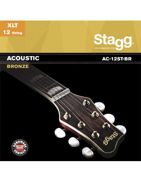 Stygos dvylikastygei akustinei gitarai Stagg AC-12ST-BR .010 - 0.047