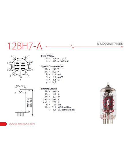 Amplifier tube JJ Electronic 12BH7-A/ECC99