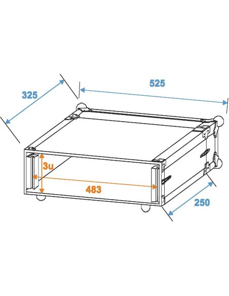 ROADINGER Effect Rack CO DD, 3U, 24cm deep, black