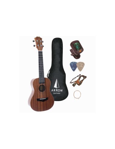 Koncertinės ukulelės komplektas Arrow MH10 sapele