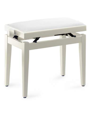 Highgloss white piano bench with white velvet top
