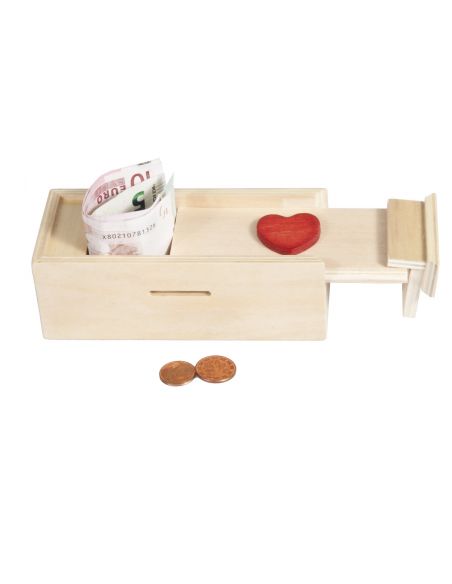Trick box for money gifts Fridolin, natural/heart
