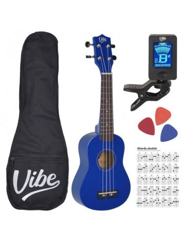 Soprano ukulelės komplektas VIBE UK21, mėlyna