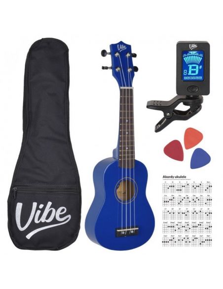 Soprano ukulelės komplektas VIBE UK21, mėlyna