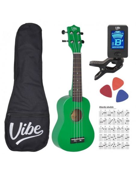 Soprano ukulelės komplektas VIBE UK21, žalia