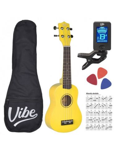 Soprano ukulelės komplektas VIBE UK21, geltona