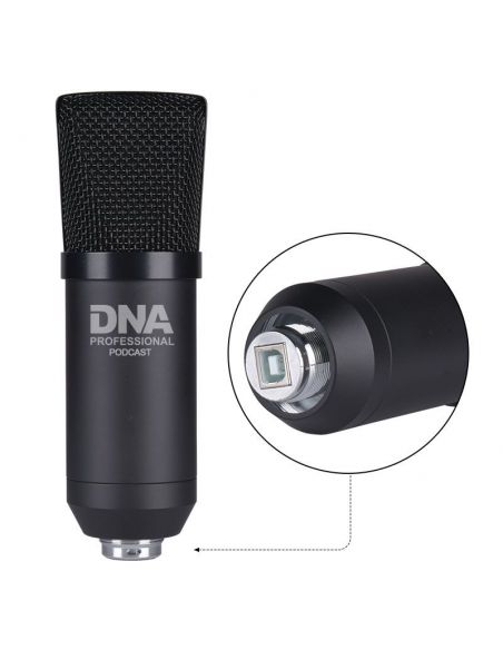 USB kondensatorinio mikrofono komplektas DNA PODCAST 700