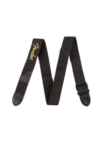 Guitar strap Fender yellow logo poly strap, black