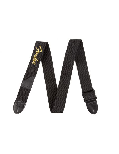 Guitar strap Fender yellow logo poly strap, black