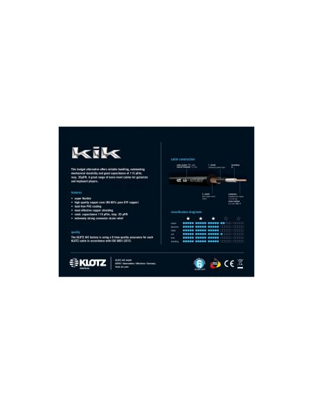 Instrumentinis kabelis Klotz KIK3.0PPSW, 3m juodas