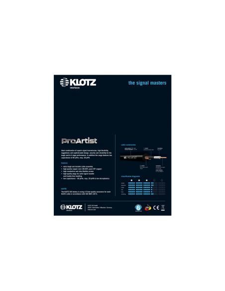 Instrumentinis kabelis Klotz Pro Artist PRON030PP, 3m, juodas
