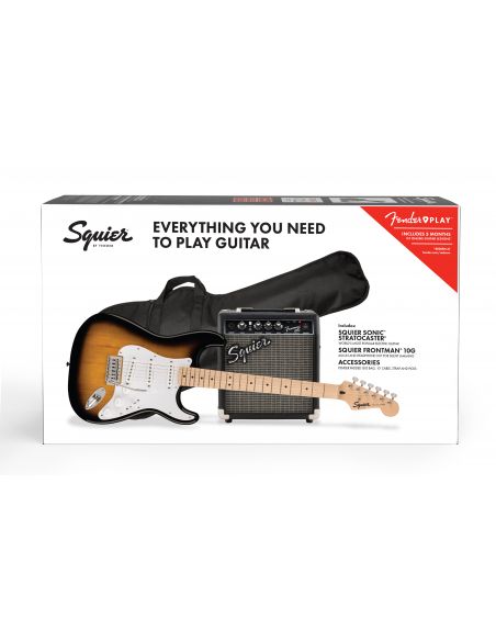 Elektrinės gitaros komplektas Fender Squier Sonic Strat + Frontman 10G, Sunburst