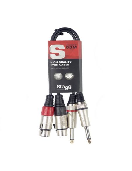 Twin cable Stagg STC060PXF XLR/jack (f/m), 60 cm (2')