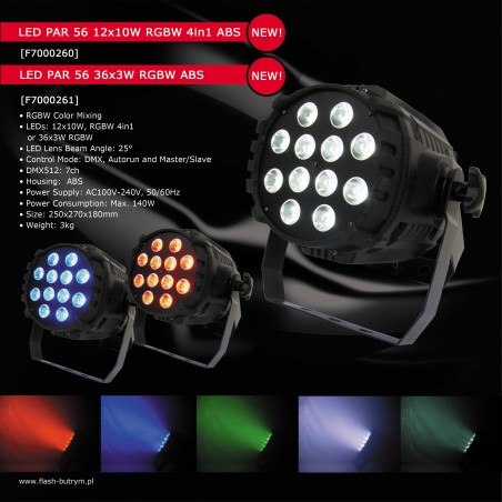 Prožektorius LED PAR 56 12x10W RGBW 4in1 ABS