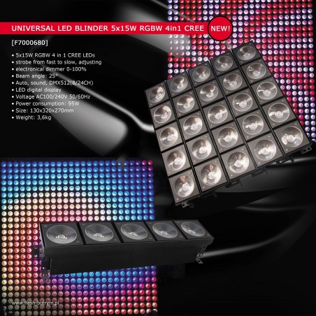 LED Blinderis 5x15W RGBW 4in1 CREE DMX